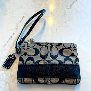 Coach Monogram wristlet Black and Biege
